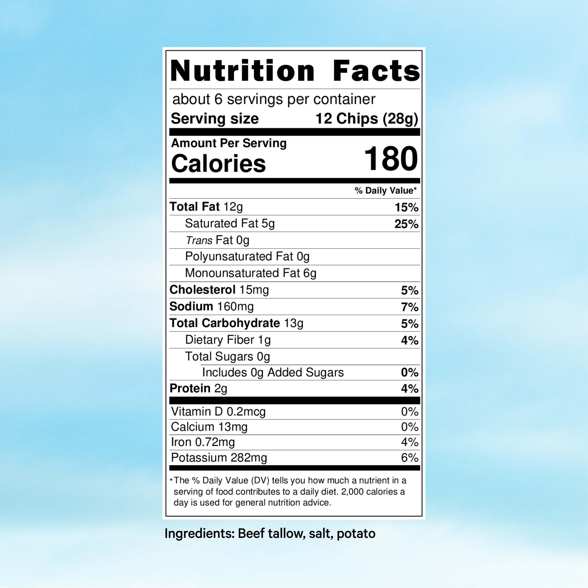 Texas Salt chip nutrition facts